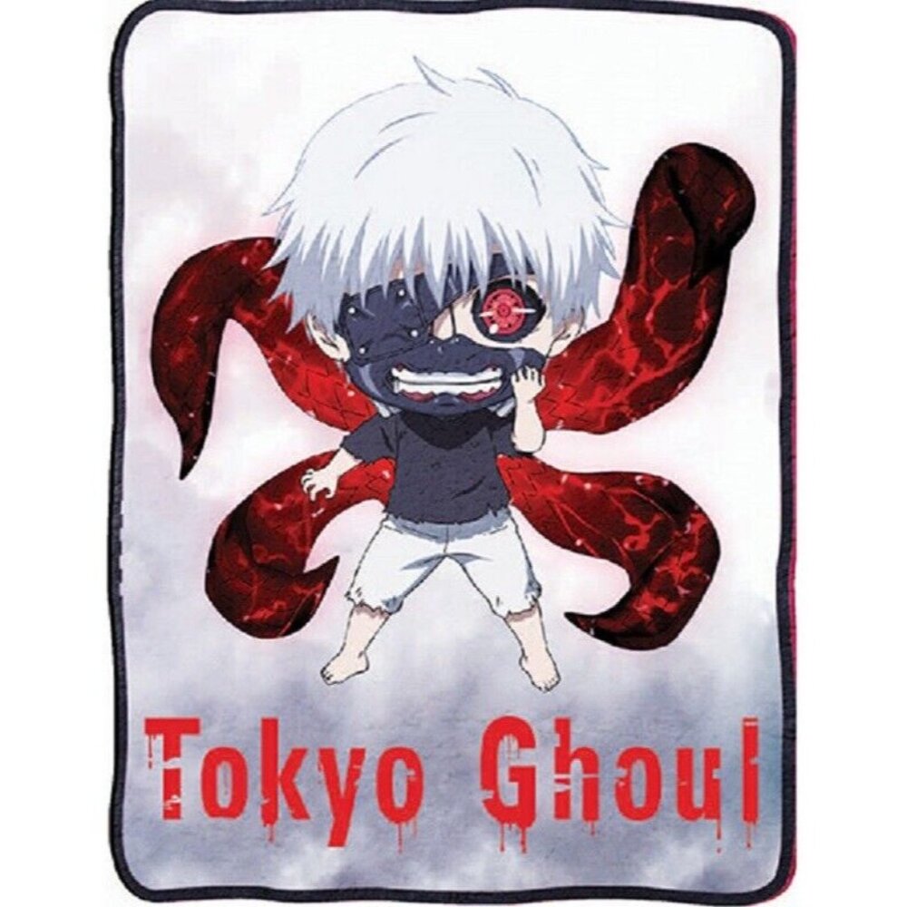 New Tokyo Ghoul Ken Kaneki Kagune Fleece Throw Gift Blanket Dark Manga Chibi NIP